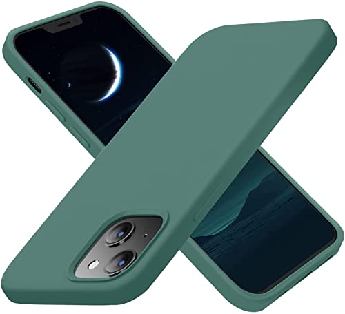Image of Compatible with iPhone 14 Plus Silicone Case, Slim Shockproof Protective Cover, Drop Protection and Camera Protection, MagSafe Compatible, Soft Microfiber Lining Inside (Midnight Green)