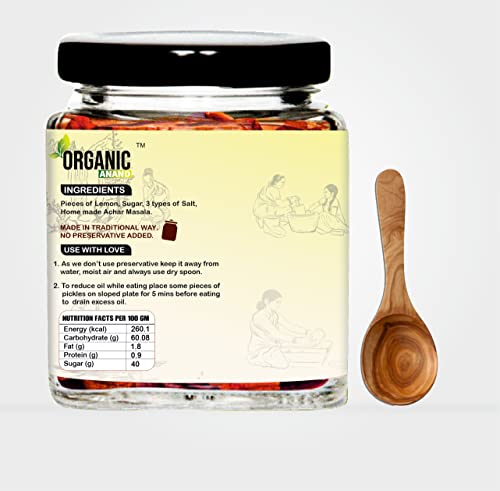 Image of Organic Anand Homemade Nimadi Lemon Pickles 250gram | Khatta Mitha Nimbu ka Achaar | Flavourful, Delicious, Traditional Taste (Pack of 1)