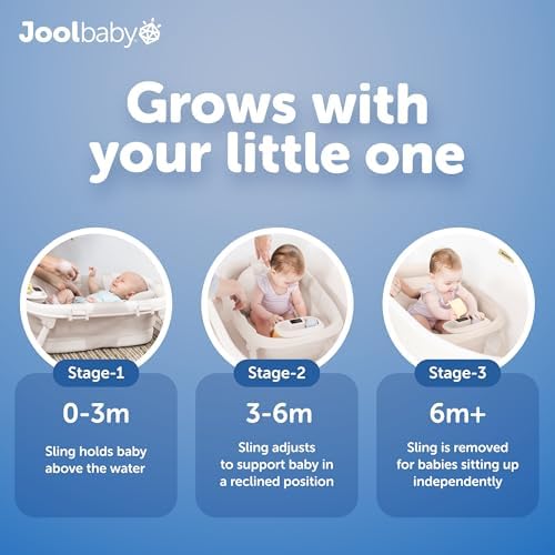 Jool Baby 접이식 아기 욕조 - 여행용 휴대용 - 온도계 (귀리) — 사진 4