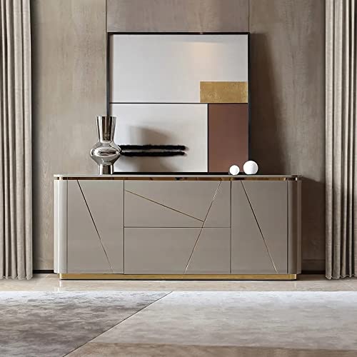 NG Decor, Janice Gray Sideboard Buffet with Drawer & Shelves Gold Sideboard Cabinet-image-11
