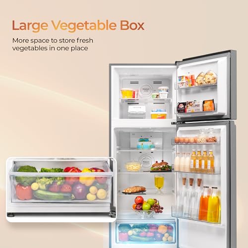 Image of Haier 328 L 2 Star Frost Free Triple Inverter Double Door Refrigerator, 360 Magic Cooling Uniform Freshness & Spacious Fresh Zone (HEF-332TSA-P, Nickle Steel, 10 In 1 Convertible Modes, 2026 Model)
