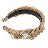 SHOWERORO Diadema Trenzada Postizo Gemas de Imitación, Diadema Ancha Sintética Color Rubio 27a/613a, Accesorio Cabello de Mujer, Banda Cabello Adecuado para Uso Diario y Ocasiones Obsequios