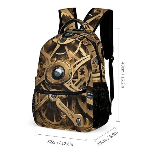 Cool Steampunk Gears Backpack Set 3 Piece, Durable Backpack Insulated Lunch Bag Portable Pencil Case for Men Women2
