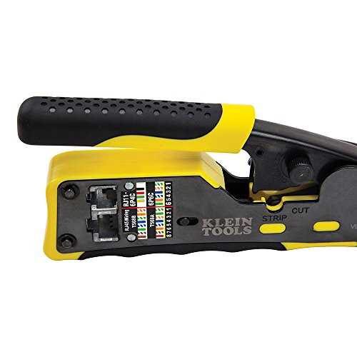 Klein Tools VDV226‑110 Krimp- en striptang 15,5 cm, voor RJ11 RJ12 RJ45 & Pass‑Thru Cat 3-6A, met snijfunctie, ratelvergrendeling en kleurcode-weergave, nauwkeurige flush‑trim‑technologie - Afbeelding 5