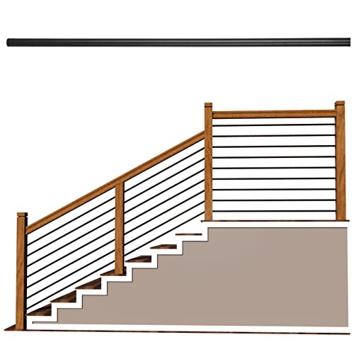 Senmit 5 Feet x 5/8-inch Round Horizontal Bar Baluster for Stair Remodel - Wrought Stair Iron Baluster for Staircase, 6 Pcs Matte Black by Senmit - Used condition - US$51.17