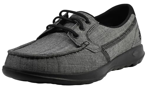 Image of Skechers Womens Go Walk Lite - Isla Boat Shoe, Black /Black, 8 M US