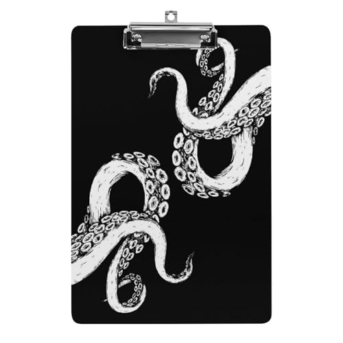 Planchette à pince A4 pieuvre au design monochrome moderne et clip ultra rigide