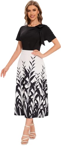 Image of shengfan Women's Casual A Line Swing Summer Dress Formal Short Sleeve Round Neck Wrap Evening Party Dresses