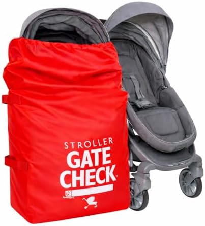 J.L. Childress Gate Check Bag for Single & Some Double Strollers - Travel Bag for Airplane, Fits Most Standard Baby Strollers, Airport Accessories for Gate Check, Flying Essentials - Red