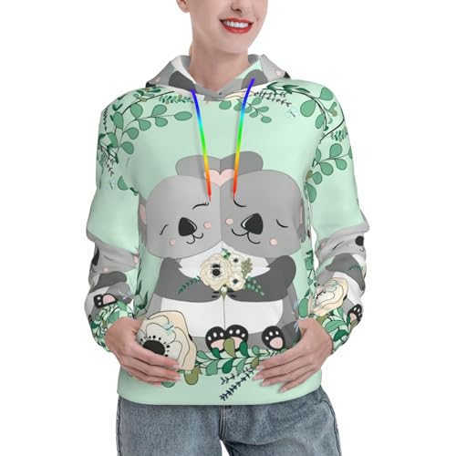 Sweat à capuche koala pour femme pull ajusté chaud poche kangourou