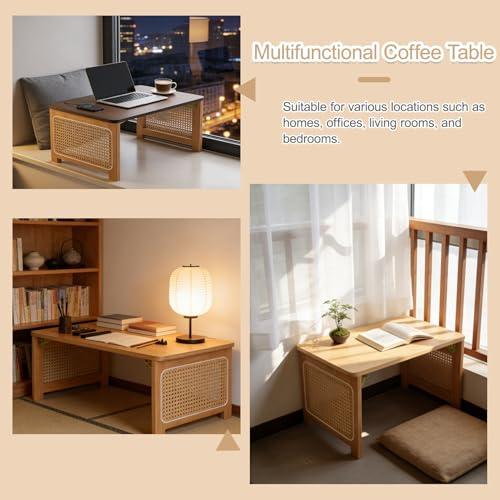 Table basse japonaise en bambou naturel massif salon chic - 8