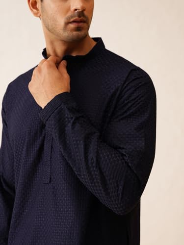 Image of SOJANYA (Since 1958 Men's Cotton Embroidered Thread Work Kurta With white churidar Pyjama