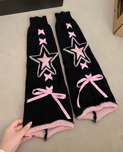 Image of WODECASA Girls Kawaii Leg Warmers Knitted Flared Leg Sleeves Goth Crochet Baggy Cuff Ankle Heap Socks