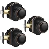 goldenwarm Oil Rubbed Bronze Closet Door Knobs Interior No Lock, Passage Door Knobs Hallway, Bronze Door Knob Without Lock 3 Pack