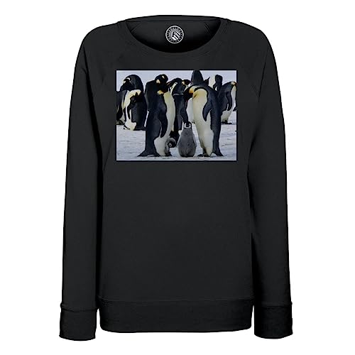Sweatshirt Femme Pingouins Banquise en coton imprimé pull animaux sauvages