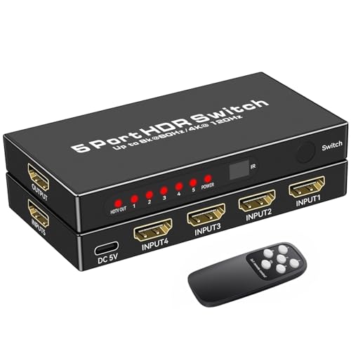 Commutateur HDMI 2.1 8K 5 en 1 pour brancher cinq consoles et PC sur un seul écran