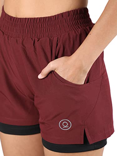 Image of CHKOKKO Gym Shorts for Women Workout Sports Running Quick Dry Fit Double Layer Inner Compression with Pockets Breathable Lightweight Wear