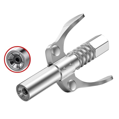 zavcurp Grease Gun Coupler, Grease Joint Fittings, Quick Lock Double Handles Grease Gun Tip with 6 Thickened Claws, Compatible with All Grease Guns,Suitable for Automobiles Ships Farm Machinery Etc.