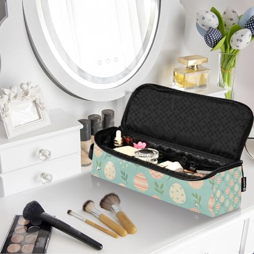 Estuche de viaje 2 en 1 para rizador con tapete resistente al calor y diseño de huevo de Pascua pastel para herramientas de cabello miniatura 7