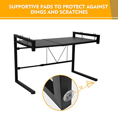 Ripiano per Microonde Ripiano per Panettiere Espandibile, Espandibile Scaffale per Microonde in Metallo Ripiano per Tostapane con 4 Ganci Rimovibili per Cucina Forno Scaffale da Cucina Portaspezie - Image 4