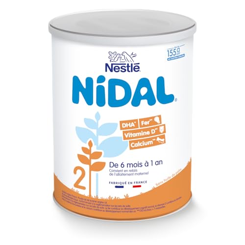 Nestlé Nidal 2 Lait en Poudre 2ème Âge pour Bébé - de 6 à 12 mois - 800 g - Pack de 6