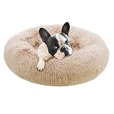 Eterish 23 inches Fluffy Round Calming Dog Bed Plush Faux Fur, Anxiety Donut Dog Bed for Small Dogs