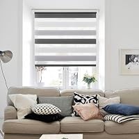 Deswell Doppelrollo Klemmfix ohne Bohren Weiß-Grau-Anthrazit B70 x H150 cm (Stoffbreite 66cm) Rollos für Fenster ohne Bohren für Fenster mit Lichtdurchlässig & Verdunkelnd/Höhe Stufenlos Verstellbar – Ansicht 7