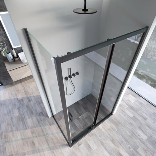 Olimpo Docce - Box Doccia Due Lati Apertura Scorrevole Profili Neri 6Mm H195 Agata - 70X100 - 4