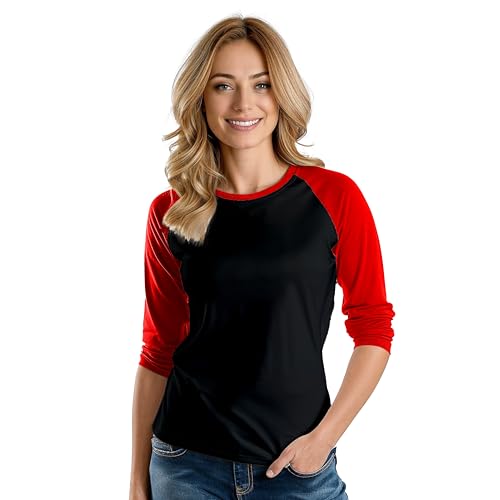 3/4 Sleeve Tops for Women - Casual Fashion Blouse Baseball Style Tees Three Quarter Raglan Shirt Women
