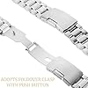 LUOEM Stainless Steel Watch Band 20mm Curved Handles Including Fixing Rods, Silver, Strap, Silver, Bracelet #3