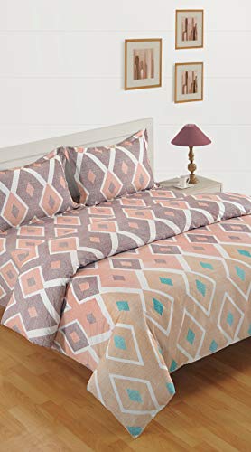 Image of Swayam Pure Cotton Double Bedsheet with 2 Pillow Covers | 160 TC Soft Breathable Bed Sheet | Geometric Printed | Size 90 x 100 inch | Comfortable & Durable for Bedroom - Brown