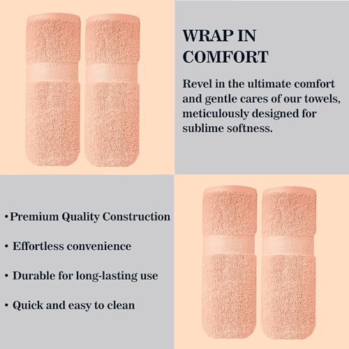 Image of Sulfar 100% Terry Ring Spun Cotton Face Towel - Quick-Dry, Highly Absorbent (480 GSM) (30 x 30 Cm) Tender Peach (Pack of 2)