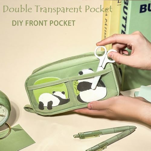 Image of FINPAC Pencil Case, Large Capacity Pen Case, Portable Durable Bag Pouch Holder Box Organize for Study, Office, or Travel, Only a bag (Green)