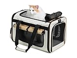 DGJMYSLD Soft-Sided Cat Dog Travel Carrier, Airline Approved Collapsible Pet Carrying Case for Dogs and Cats(Khaki)