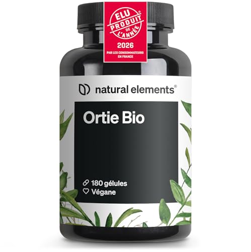 Ortie Bio – 180 gélules – extrait de feuilles d’ortie 10 : 1 – végane, hautement dosé,...