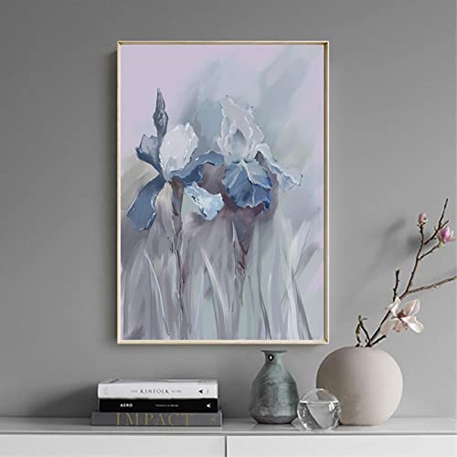 Toile fleur blanc et bleu 35x50cm pour égayer un mur vide et moderniser votre chambre