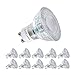Sanlumia Bombillas LED GU10, 6W = 75W Halógena, 500Lm, Blanco Frío (6400K), Ultra Brillante, Iluminación de Techo para Cocina, Oficina, o Baño, 100° ángulo de haz，Paquete de 10