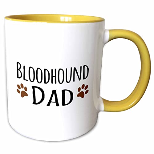 3dRose Bloodhound Dog Dad - Doggie by Breed 15oz Two-Tone Yellow Mug