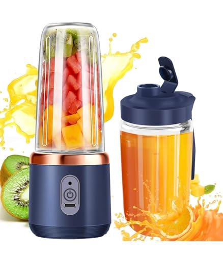 Portable Blender Juicer with Travel Bottle, Personal Size Smoothie Maker, USB Rechargeable