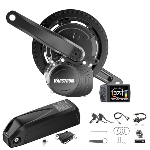 Varstrom TSDZ Mittelmotor 36V 250W TSDZ-2B mit EKD01 Mehrsprachig LCD Anzeige and 36V13ah Ebike Batterie, 2024 Version TSDZ-2 Elektrofahrrad Umbausatz Drehmomentsensor Mittelmotor