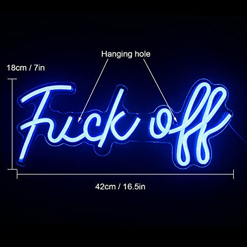 Neon-Schild ineonlife „Fuck off“ in Blau mit LED-Schriftzug