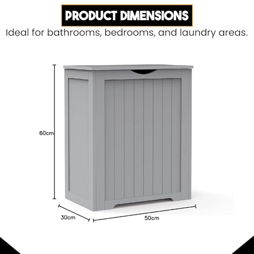 Storage Hamper Clothes Wooden Chest With Lid Laundry Basket Bathroom Bin Storage Chest for Clothes Laundry Hamper for Bedroom, Bathroom Towels & Storage Needs, Kitchen Storage (Grey) - Image 3