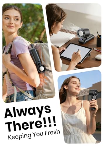 Image of Portable Handheld Turbo Fan, 1-199 Speed Adjustable with LED Display, High-Power Motor, Rechargeable Battery, 4 IN 1 Pocket Design Mini Fans for Indoor /Outdoor /Travel /Work, Black
