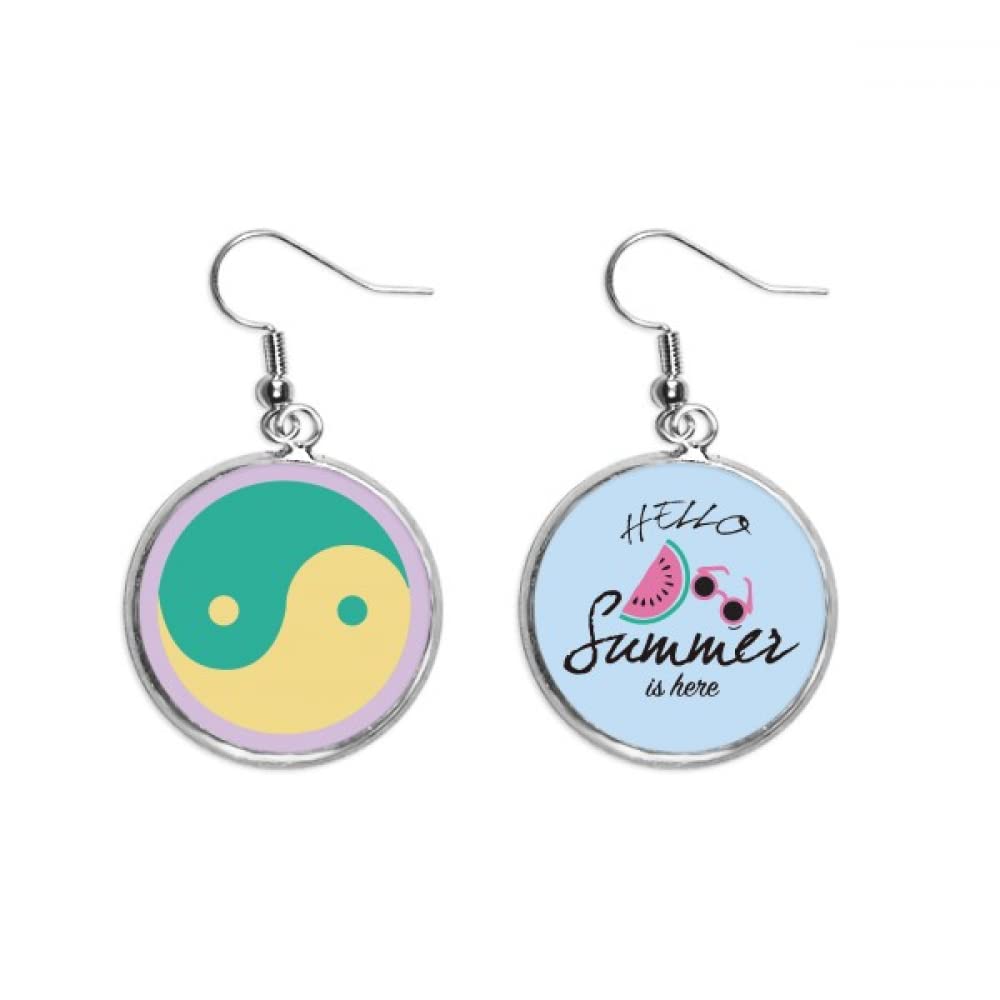 Pendientes de sandía Yin Yang Taichi estilo patrón de China para verano 5