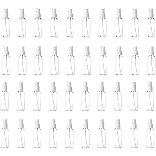 Juvale 40 Pack Fine Mist Clear Spray Bottles 2.7oz with Pump Spray Cap, Reusable and Refillable Small Empty Plastic Bottles for Travel, Essential Oils, Perfumes