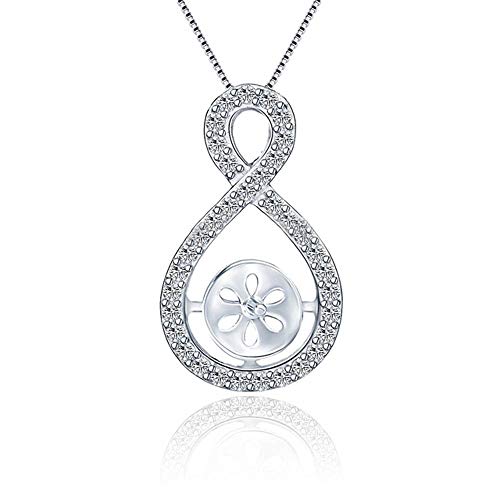 NY Jewelry 925 Sterling Silver Infinity Love Pendants for Pearl DIY Jewelry, Design Pearl Pendants Fitting with Pearl Seat for Women Jewelry Making