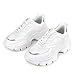 Niluber Women's Chunky Platform Sneakers Hologram Black White Silver Lace-Up Casual Fashion Walking Sport Rave Shoes(White/Silver,6)