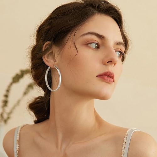 Image of Gacimy Gold Hoop Earrings for Women with 925 Sterling Silver Post | Hypoallergenic Lightweight Thick Hoops Earrings for Women Trendy Jewelry Gift