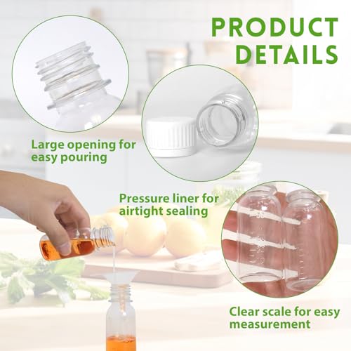 42 Pcs 2 Oz Small Plastic Bottles for Liquids, Mini Jars with Lids, Leak-proof Juice Shot Bottles with Caps with Scale and Labels for Ginger Sauce Bulk Portable Travel DIY Wedding Party Christmas by KeNuoRa - Image 5