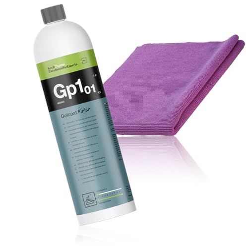 Koch Chemie Gelcoat Finish Politur1L incluye paño de microfibra, abrillantador de barco, abrillantador de velero, abrillantador de gel